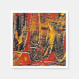 Abstract Retro Circle Wheel Red Black Napkin