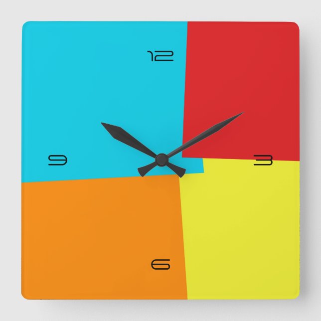 Abstract Retro Colour Geometric Pattern #4 Square Wall Clock (Front)