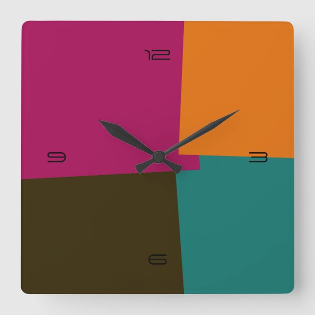 Abstract Retro Colour Geometric Pattern #8 Square Wall Clock (Front)