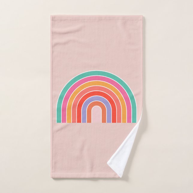 Abstract Retro Colourful Rainbow Bath Towel Set (Hand Towel)
