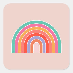 Abstract Retro Colourful Rainbow Square Sticker