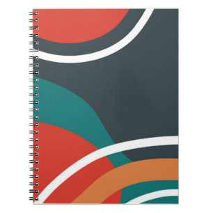 Abstract retro colours line art notebook