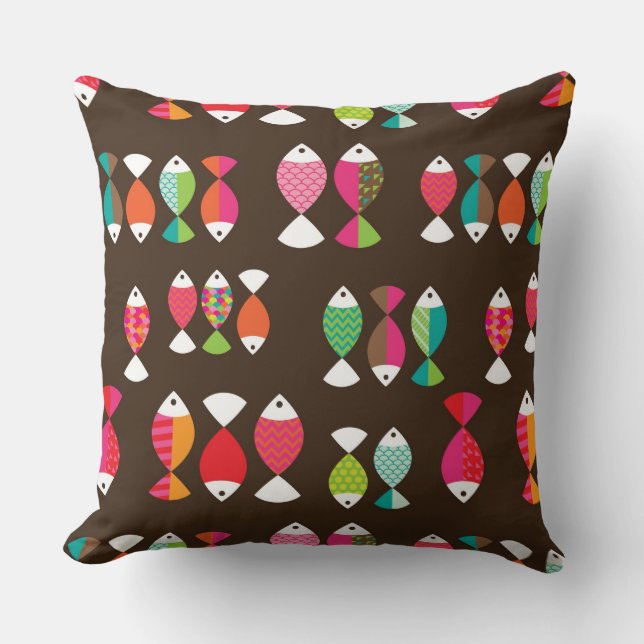 Abstract retro fish underwater pattern 2 cushion (Front)