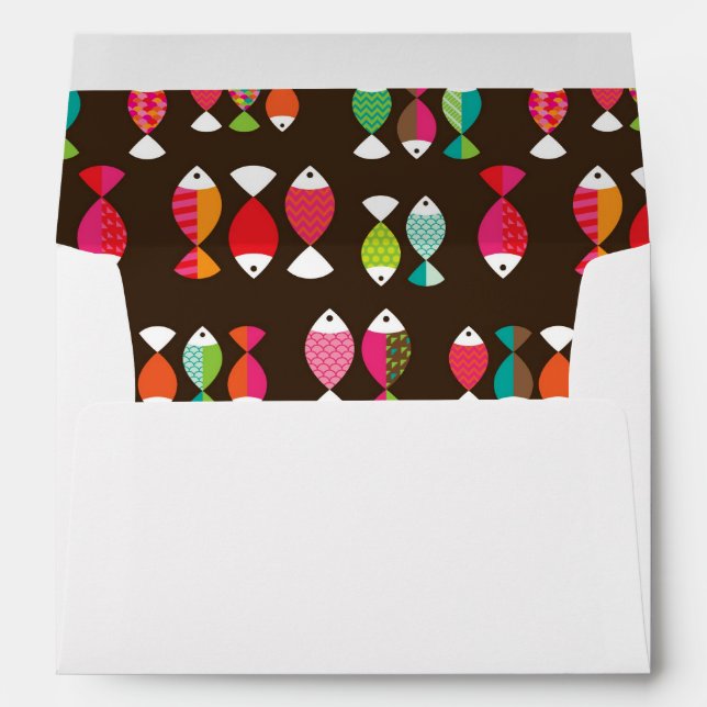 Abstract retro fish underwater pattern 2 envelopes (Back (Bottom))