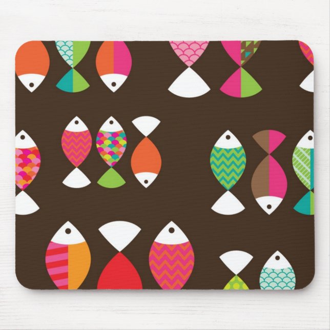 Abstract retro fish underwater pattern 2 mouse pad (Front)
