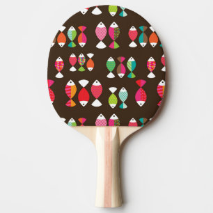 Abstract retro fish underwater pattern 2 ping pong paddle