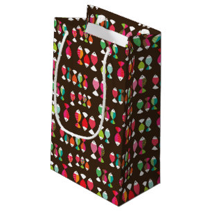 Abstract retro fish underwater pattern 2 small gift bag