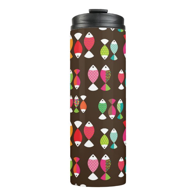 Abstract retro fish underwater pattern 2 thermal tumbler (Front)