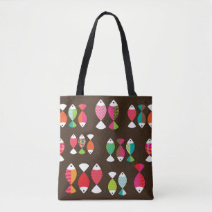 Abstract retro fish underwater pattern 2 tote bag