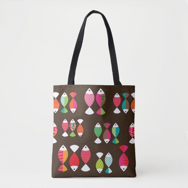 Abstract retro fish underwater pattern 2 tote bag (Front)