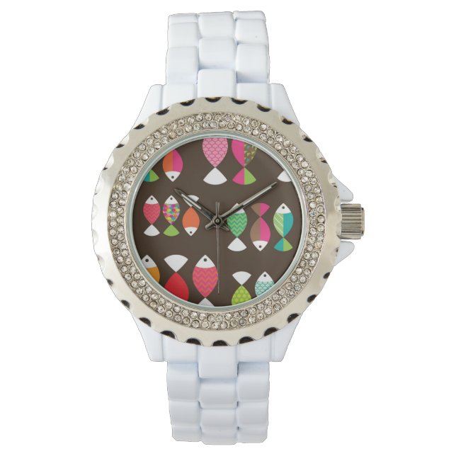 Abstract retro fish underwater pattern 2 watch (Front)