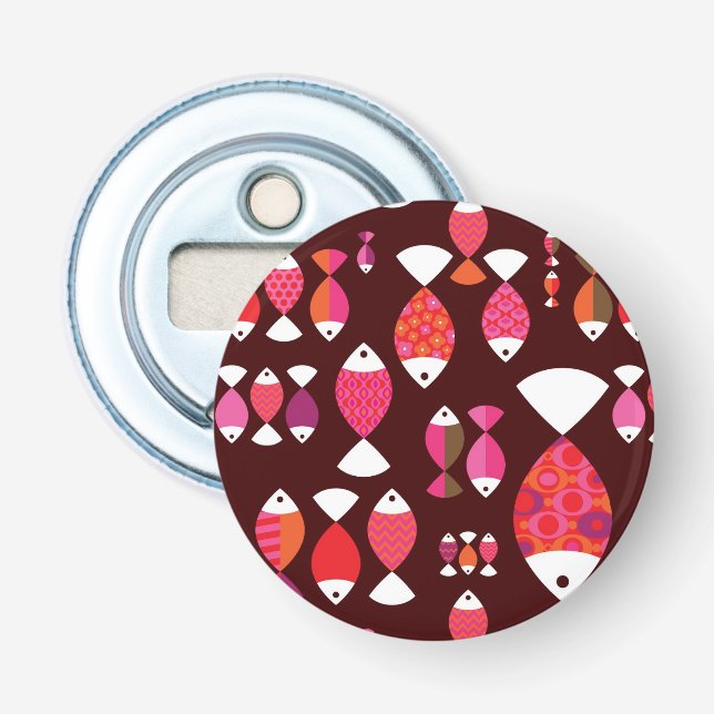 Abstract retro fish underwater pattern bottle opener (Front)