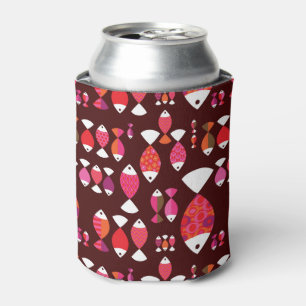 Abstract retro fish underwater pattern can cooler