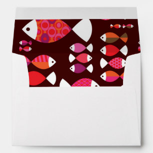 Abstract retro fish underwater pattern envelopes