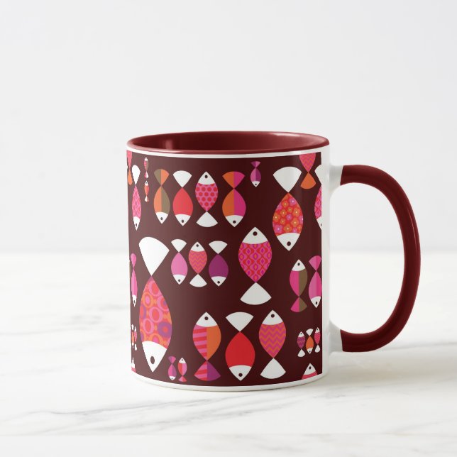 Abstract retro fish underwater pattern mug (Right)