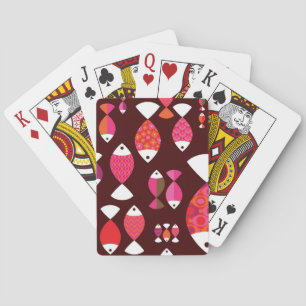 Abstract retro fish underwater pattern playing cards