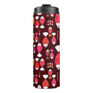 Abstract retro fish underwater pattern thermal tumbler