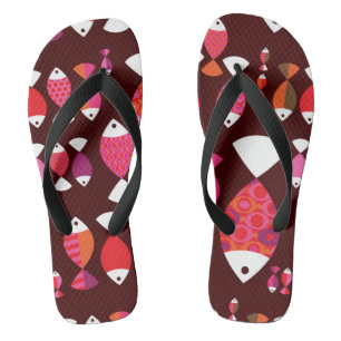 Abstract retro fish underwater pattern thongs