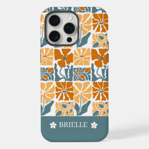 Abstract Retro Floral iPhone Case with Custom Name