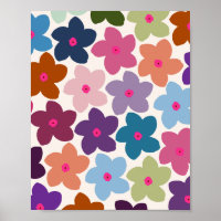 Abstract Retro Flower Colourful