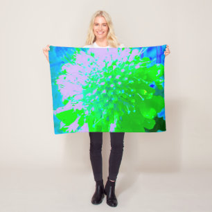 Abstract Retro Flower in Lavender and Lime Green Fleece Blanket