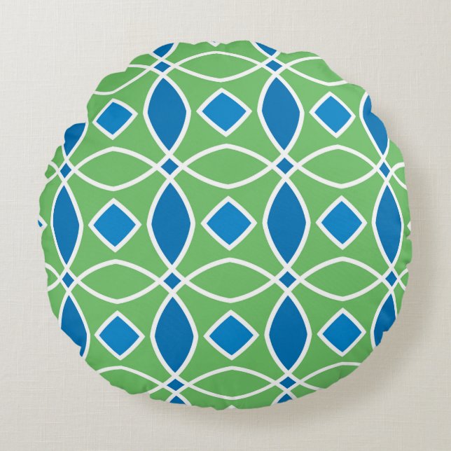 Abstract Retro Geometric seamless pattern with tri Round Cushion (Front)