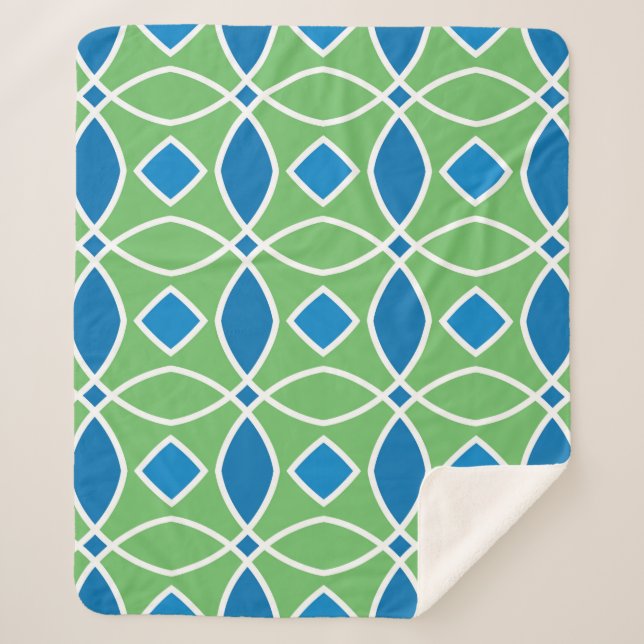Abstract Retro Geometric seamless pattern with tri Sherpa Blanket (Front)