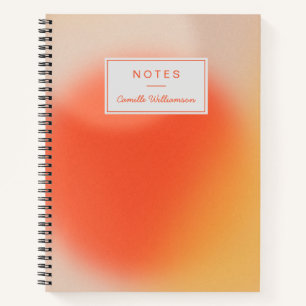 Abstract Retro Gradient Orange Custom Name Notebook
