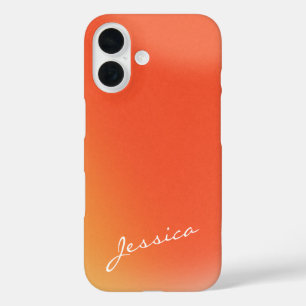 Abstract Retro Gradient Orange Personalised Name  iPhone 16 Case