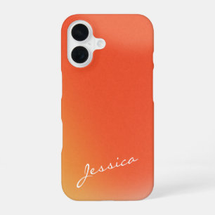 Abstract Retro Gradient Orange Personalised Name iPhone 16 Case