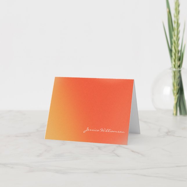 Abstract Retro Gradient Orange Personalised Name Note Card (Front)
