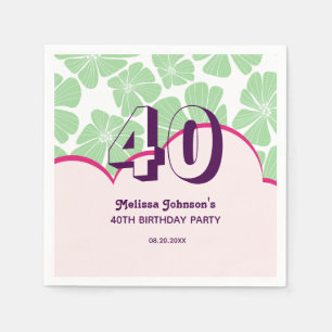 Abstract Retro Green Chamomile Flower Birthday Napkin