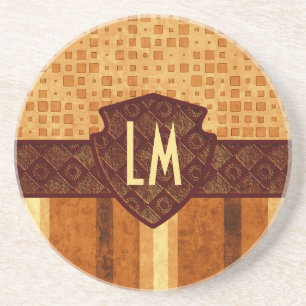 Abstract Retro Grunge Amber Brown Orange Patterns Coaster