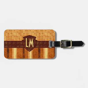 Abstract Retro Grunge Amber Brown Orange Patterns Luggage Tag