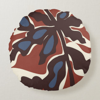 Abstract Retro Leaf Motif Round Cushion