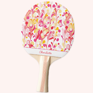 Abstract Retro Marble Pattern Pink Personalised Ping Pong Paddle