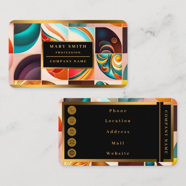 Abstract Retro Modern Squares Collection Business Card (Front/Back)