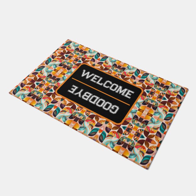 Abstract Retro Modern Squares Collection Doormat (Angled)