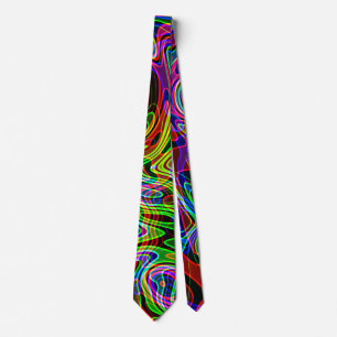 Abstract Retro Neon Liquid Lava Art Tie