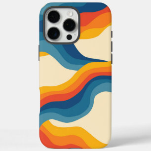 Abstract Retro Orange Blue Wavy Stripe Bold Modern iPhone 16 Pro Max Case