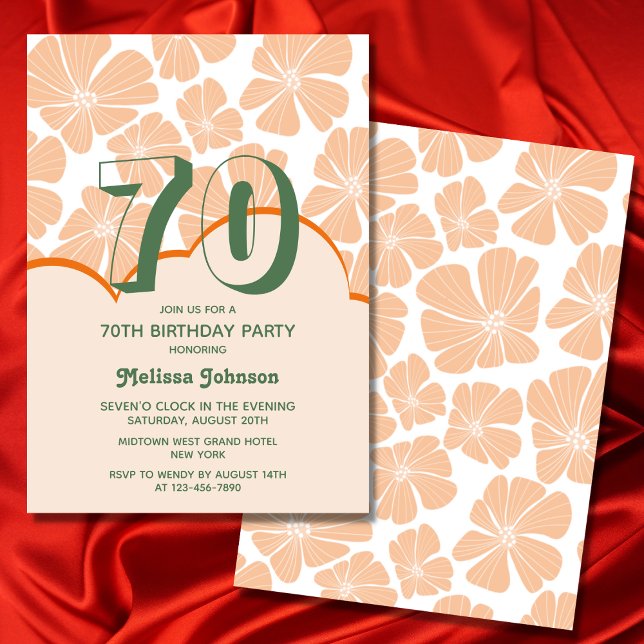 Abstract Retro Orange Chamomile Flower Birthday Invitation (Creator Uploaded)