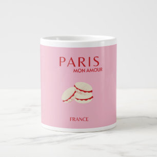 Abstract Retro Pastel Paris Pink ans Pastel Travel Large Coffee Mug