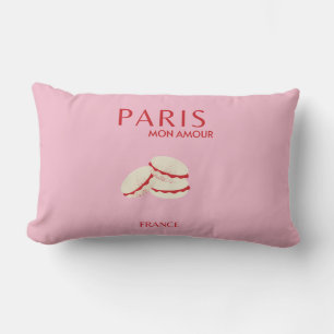Abstract Retro Pastel Paris Pink ans Pastel Travel Lumbar Cushion