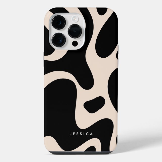 Abstract Retro Pattern Black and Beige  iPhone Case (Back)