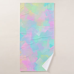 Abstract retro pattern of geometric shapes in pink bath towel