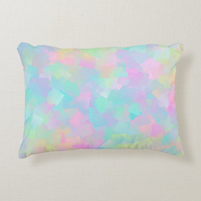 Abstract retro pattern of geometric shapes in pink decorative cushion (Front)