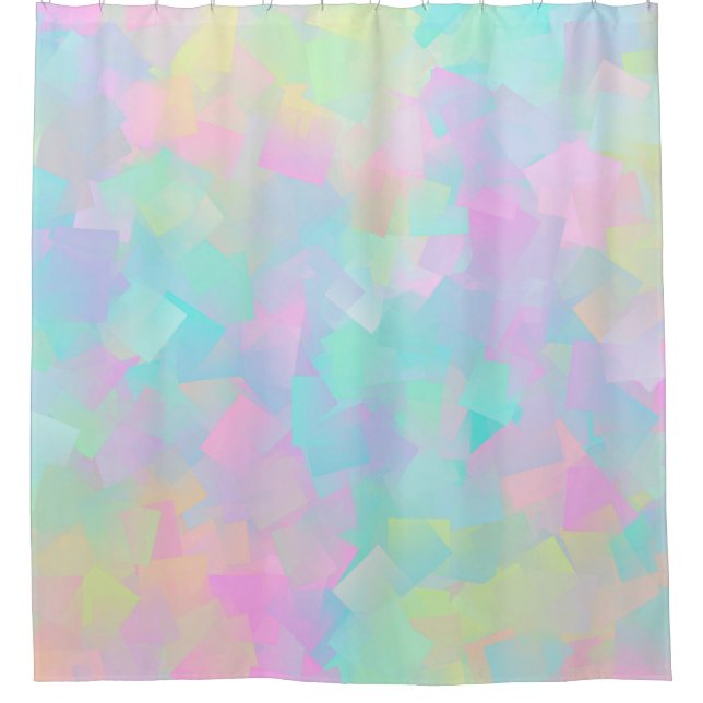 Abstract retro pattern of geometric shapes in pink shower curtain (Front)