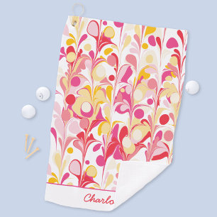 Abstract Retro Pattern Pink Personalized Golf Towel