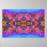Abstract retro pink floral pink sunflower fields 