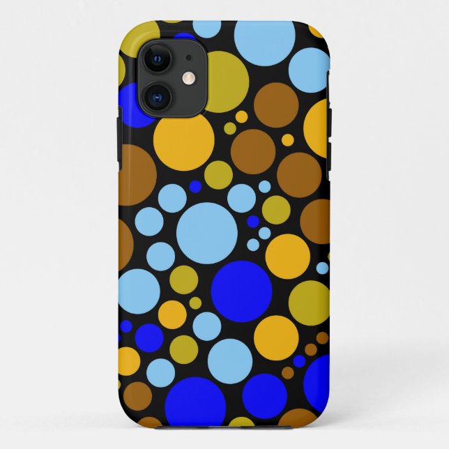 Abstract Retro Polka Dots | Yellow Blue Aqua Case-Mate iPhone Case (Back)